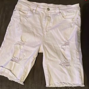 White jean shorts. Worn Once. No stains